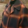 Women's Wool Blends Fashion Retro Long Check Trench Coat Women Autumn Winter Thick Loose Casual Lapel Overcoat Female Elegant Long Sleeve Plaid Coat 231020