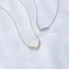 designer necklace 925 sterling silver V-shaped necklace for female niche design, simple and versatile, three-dimensional full diamond pendant, collarbone Chain