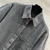 Women's Blouses 2023 High Quality Fashionable Retro Washed Gray Medium Length Denim Short Sleeved Shirt Loose Fitting