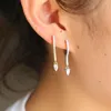 Boucles d'oreilles pendantes en forme de larme pour femmes, couleur argent, en laiton, zircone, barre avec Micro pavé, Zircon cubique, arrivée