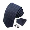 Bow Ties Classic Cravat Shirt Accessories Polyester Silk Est Design Pocket Squares Business Cufflink Set Men