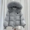 مصممة للسيدات لأسفل سترة Prxx Parkas Massion فضفاضة سميكة قصيرة الثعلب كبير الفراء طوق أبيض البط أسفل معاطف الملابس الخارجية