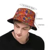 Berets Orange Hippie Flower Daisy Pattern Unisex Bucket Hat For Women Men Print Summer Beach Sun Fisherman Cap