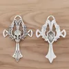 Anhänger-Halsketten, 5 Stück, große Totenkopf-Kreuz-Charms-Anhänger für DIY-Halskette, Schmuckherstellung, Zubehör, 61 x 38 mm