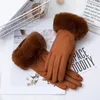 Cinq doigts gants hiver daim cuir interne peluche doigt complet extérieur équitation gants chauds femme peluche épais écran tactile conduite mitaines H92 231021