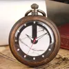 Relógios de bolso padrão de mármore dial relógio de quartzo de madeira retro ébano pingente ponteiro luminoso relógio presente relogio de bolso