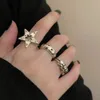 Anéis de banda vintage gótico pentagrama estrela metal aberto para mulheres homens moda jóias punk prata cor ajustável anel de dedo anillos 231021