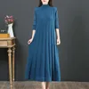 Urban Sexy Dresses Oversize Women Long Dress for Autumn Winter Vertical Grain Wave Half High Collar Pullover Slim Bottom Botte Sweater Lady Dresses 231021