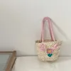 Handtassen Zomermode Stro-schoudertassen voor kinderen Handgeweven meisjes Leuke bloemhandtassen Flora Kids Tote Portemonnee Reizen Strand Rotan Tas 231021