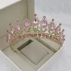 Haarspeldjes KMVEXO Barokke Vinatge Teal Roze Kristallen Kronen Diadeem Strass Verjaardag Tiara Hoofdband Voor Bruiloft Bruidsaccessoires