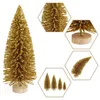 24 pièces Mini sapins de Noël artificiels, arbres de sisal améliorés avec base en bois, arbres à brosse pour décoration de table de Noël, ornements artisanaux d'hiver, vert