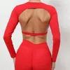 Active Shirts Yoga Workout Backless Bra Gym Women Fitness Long Sleeve Crop Top With Chest Pad Running Quick Dry Slim Sexy