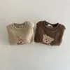 Pulôver roupas de bebê crianças traje dos desenhos animados camisetas para menina menino outono inverno quente capuz criança sweatsuit roupas 231021