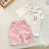 Kläder sätter sommar barns kortärmade kostym pojkar 'pant baby flicka kläder koreanska barn söta tecknad toppar ropa pantolon setleri