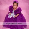 Girl's Dresses Cute Purple Baby Princess Girls Dress Appliques Pageant Ball Gowns African Child Dress For Wedding First Communion Po Shoot 231021