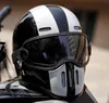 Motorcykelhjälmar Full ansiktshjälm för glasfiber co vintage med visir dot godkänd frp material säkerhetslock