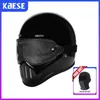 Casques de moto Casque intégral pour fibre de verre CO Vintage avec visière Dot approuvé Casquette de sécurité matérielle FRP