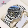 Chenxi Automatyczny zegarek mechaniczny skórzany pasek turbillon faza fazowa Wodoodporne zegarki dla mężczyzn moda
