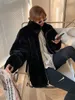 レディースウールブレンドぬいぐるみジャケットの女性冬の模倣レックスラビットファーグラスミッドレングスルーズ濃厚なフード付きINS 231021