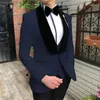 Trajes para hombre, corte entallado elegante con solapa de chal negro para esmoquin de novio de boda, conjunto de chaqueta para graduación de 3 piezas (chaqueta, pantalones, chaleco)