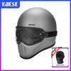 Casques de moto Casque intégral pour fibre de verre CO Vintage avec visière Dot approuvé Casquette de sécurité matérielle FRP