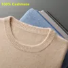 Suéter masculino clássico o-pescoço grosso 100% cashmere suéter de malha homens outono inverno macio leve pullovers quentes pull homme jumper 231021