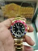 Med originalbox Mens klockor 40mm keramisk bezel full rostfritt stål automatisk mekanik rörelse röd reloj de lujo safir 5atm vattentät klocka 2024