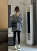 Kvinnors tröjor grå tröja för våren och hösten 2023 Koreansk version Löst lat mångsidig tjock stickad cardigankläder
