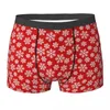 Sous-vêtements hiver flocon de neige sous-vêtements impression rouge 3D pochette boxer shorts slips personnalisés homme confortable grande taille