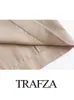 Wool mieszanki damskiej moda Trafza vintage solidny wełniany płaszcz pojedynczy piersi długie rękawy Blazer Kurtka Office Office Lady Owetedear 231021