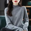 Blusas femininas 2023 outono e inverno camisola de malha de lã high-end confortável solto cor sólida meia blusa de pescoço alto
