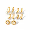 Hoop Earrings Small Pearl Studs Women Dainty 18k Gold Plated Zircon Tiny Stainless Steel Perfect Gift For Her