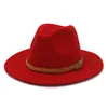 Bérets Fedora Chapeau Hommes Femmes Marron Ceinture En Cuir Décoration Feutre Chapeaux Mélange De Laine Artificielle Vintage Grand Bord Jazz En Gros