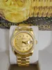 Con scatola originale OROLOGI DI MODA DI LUSSO Top Quality Oro giallo 18 carati Quadrante con diamanti Lunetta 18038 Orologio automatico da uomo Orologio da polso 48