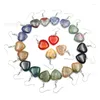 Kolczyki Dangle 15Pairs/Loss Natural Stone Heart Różowy kryształowy kwarc tygrys oko opal stal nierdzewna kolczyka żydowca dla kobiet