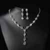Crystal Rhinestones Bröllop smycken Fashion Silverpläterad halsband glittrande örhängen uppsättningar för brudbrudtärnor kvinnor brudtillbehör