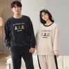 Men's Sleepwear 2023 Winter Couple Long Sleeve Thick Warm Flannel Pajama Sets For Men Korean Loose Coral Velvet Homewear Home Clothes