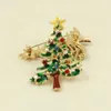 GG Brooches Elegant Brand Design Green Colorful Rhinestone Pearl Xmas Christmas Tree Brooch Badge Gift