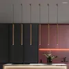 Lampes suspendues Nordic Loft Cylindrique Long Lustres Creative Gold Bronze Stick Design Restaurant Cuisine Bar Haning