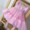 Girl's Dresses Pageant Formal Bridesmaid Dresses Girls Tulle Fluffy Wedding Princess Dress For Kids Elegant Children Birthday Party Prom Gown 231021