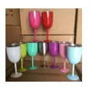 10oz Goblet Tumbler Stianless Steel Red Wine Mug Glass 11 Colors Double Wall Insulated Metal Goblets With Lid Tumblers