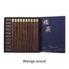 Chopsticks High 10Pairs Hushåll Kinesiska Premium Table Box Wenge Naturliga bestick Holder Kvalitet Set gåva Trä