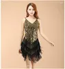 Stage Wear Sexy Elegant Women Dance Dress Latin Tassel Sequin Fringe Skirt Samba Salsa Dresses Costumes