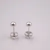 Stud Earrings One Pair Real 18K White Gold For Women 5mm/7mm Half Ball Simple Style