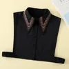 Bow Ties Fashion Big Lapel Fake Collar Woman Shirt Detachable Half Blouse White False Top For Women