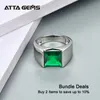 Wedding Rings Emerald Sterling Silver Ring 925 Silver Jewelry 4.8 Carats in Square 10mm Created Emerald Green Color With Top Quality For Men 231021