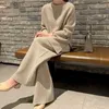 Womens Two Piece Pants Plus Size Set Women Clothing 2021 Autumn Clothes High Fashion Suit Fat Sister Sweater Wide Leg