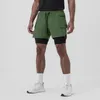 Herr shorts herrar två stycken fitness stora fickor last 2 i 1 träning sommar gym sportträning nylon jogger manliga korta byxor
