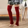 Femmes chaussettes tricot bas couleur unie doux chaud cravate élastique cuisse haute jambière tricot laine bas hiver