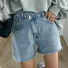 Short actif Jean femme Non extensible taille haute ourlet en Denim pantalon d'été pour femme avec poches femme